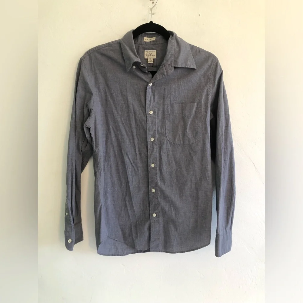 J.CREW JEANS SLIM UNTUCKED SPORT SHIRT BLUE DENIM BUTTON DOWN MENS SMALL
